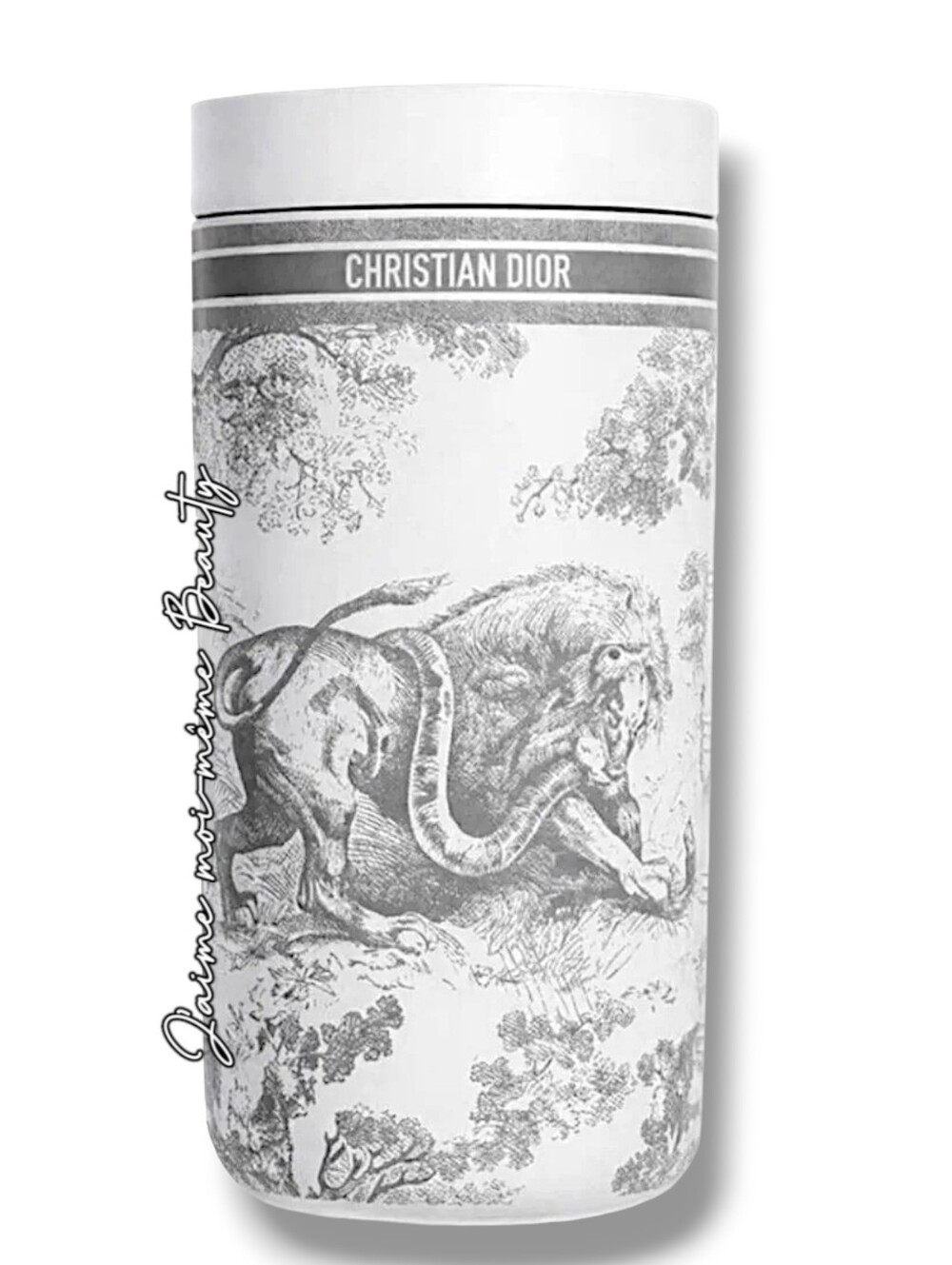 Dior White and Grey Toile de Jouy Luxury Travel Mug - 400ML